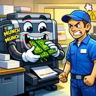 Angry operator vs. dollar-munching printer